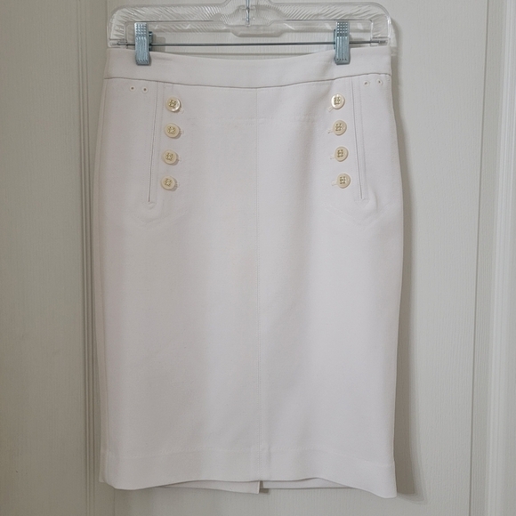 The Limited Scandal Collection Size 2 Ivory Pencil Skirt with Button Detail - Picture 1 of 10